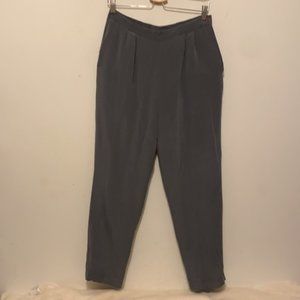 Vintage Suits by Pat Argenti 100% Silk Grey Pleated Tapered Leg Pants Size 12